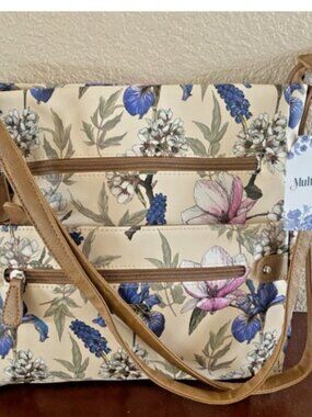NWT MULTISAC Lorraine: Large Floral Convertible Crossbody Handbag Retail $70
